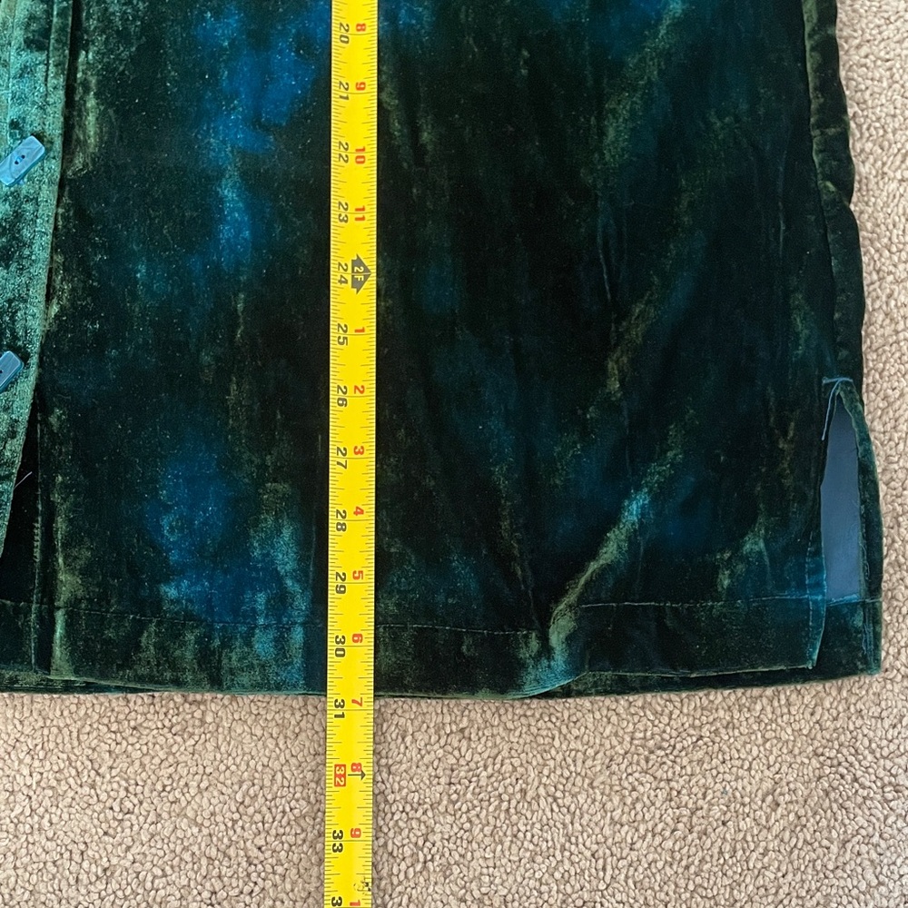 John Mark Velvet Button-Down Shirt XL in Blue & Dark Green Burnout Artsy Velour - Picture 10 of 10